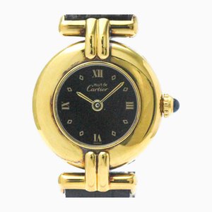 Must Colisee Gold Plated Leather Quartz Ladies Watch from Cartier
