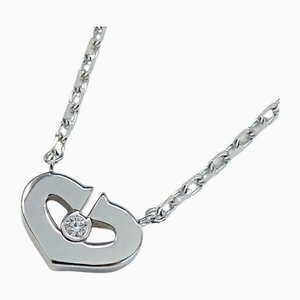 Cartier Necklace Womens 750wg 1p Diamond C Heart White Gold from Cartier