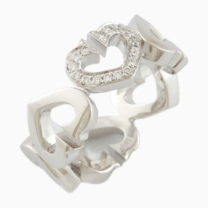 Cartier K18wg Ring C Heart Diamond # 48 No. 8 Ladies 18k K18 White Gold