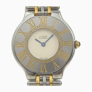 Montre Must21 Vantien Lm W10050f4 Acier Inoxydable X Yg Swiss Made Argent/Or Quartz Affichage Analogique Cadran Ivoire Dames de Cartier