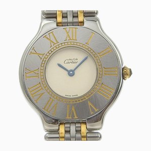 Reloj Must21 Vantien Lm W10050f4 Acero inoxidable X Yg Fabricado en Suiza plateado / dorado Pantalla analógica de cuarzo Esfera de marfil Damas de Cartier