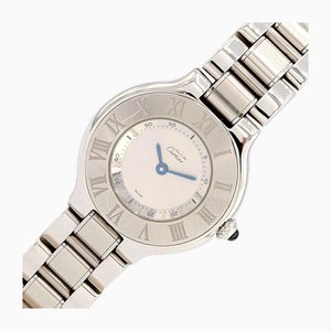 Montre Femme Must 21 Sm W10109t2 Cadran Argenté Chiffre Romain Index Acier Inoxydable Quartz de Cartier