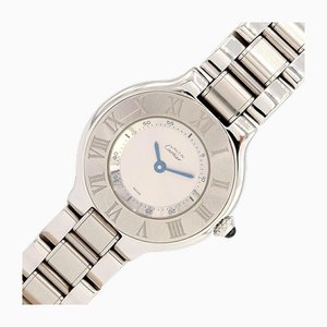 Reloj para mujer Must 21 Sm W10109t2 Esfera plateada Índice de números romanos Cuarzo de acero inoxidable de Cartier