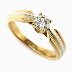 K18yg Pg Wg Trinity Solitaire Ring Diamond 0.3ct No. 8 48 3.8g Ladies di Cariier