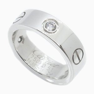 K18wg White Gold Love Ring Half Diamond from Cartier