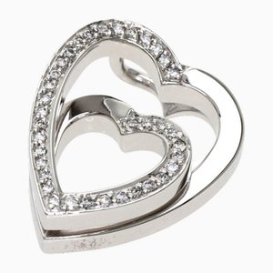 Corazón con colgante de diamantes entrelazados en la parte superior K18 de oro blanco para damas de Cartier