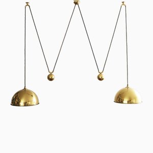 Double Posa Counterweight Pendant Light in Brass by Florian Schulz, 1960s