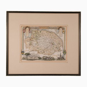 Antica mappa della contea con cornice inglese