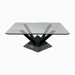 Tavolino da caffè moderno in marmo e metallo, anni '80