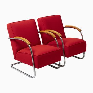 FN 21 Lounge Chairs in Kvadrat Fabric from Mücke Melder, Former Czechoslovakia, 1930s, Set of 2