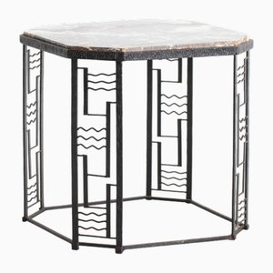 Art Deco Marble & Iron Side Table, 1930s