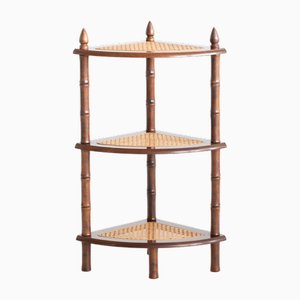 Caned Faux Bamboo Etagere, 1970s