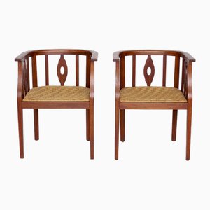 Oak Armchairs attributed to Wilhelm Schmidt for Prag Rudniker, Set of 2