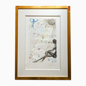 Salvador Dali, Black Girl of Jerusalem / Song of Songs, Hand-Signed Etching with Gold, 1971