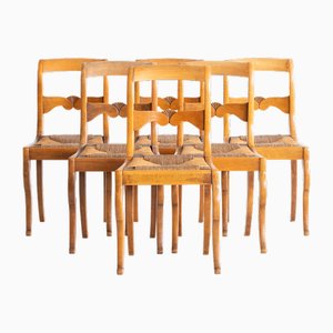 Continental Beech Dining Chairs, Late 19th Century, Set of 6