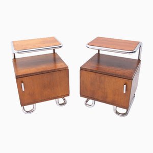 Functionalist Chromed Nightstands by Vichr & Spol, Former Czechoslovakia, 1950s, Set of 2