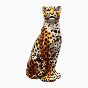 Estatua de leopardo de cerámica de Ceramiche Boxer