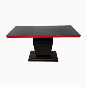 Art Deco Style Double-Sided Console in Red and Black Lacquer, 1980s