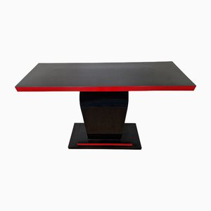 Consola de doble cara estilo Art Déco de laca en rojo y negro, años 80