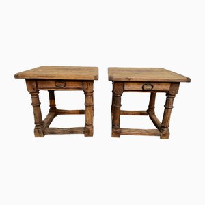 Bleached Oak End Tables, 1930, Set of 2