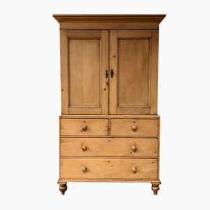 19th Century English Pine Linen Press, 1890s