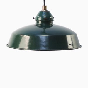 Lampe à Suspension Industrielle Vintage en Émail Vert par Sammode, France