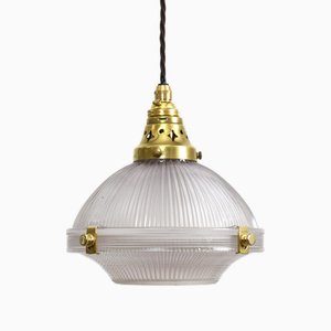 Antique Holophane 2-Part Pendant Light, 1920s