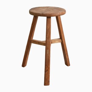 Rustic Round Top Stool, 1950s