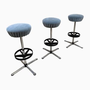 Vintage Industrial Bar Stools in Ice Blue, 1970s