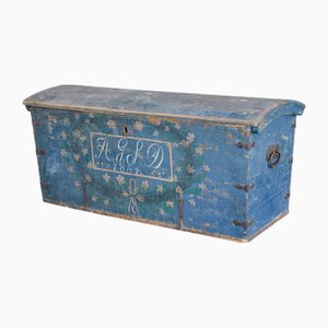 Mid 19th Century Swedish Hand Painted Dome Top Trunk