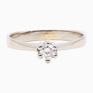 Vintage 14k White Gold Solitaire Ring with Diamond, 1970s