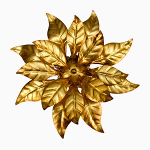 Gilt Metal Flower Shaped Four-Light Wall or Ceiling Lamp by Hans Kögl, 1970s