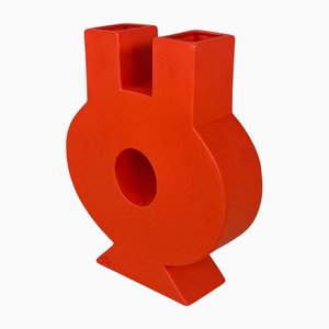 Modern Italian Orange Red Sculpture Vase attributed to Florio Paccagnella