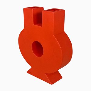 Vase Sculpture Moderne Rouge Orange, Italie attribué à Florio Paccagnella