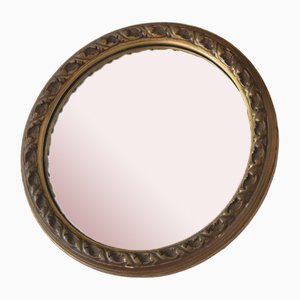 Miroir Convexe en Bois Doré, Début du 20ème Siècle