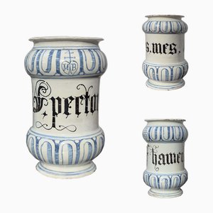 Pots à Pharmacie en Céramique, fin 17ème Siècle, Set de 3