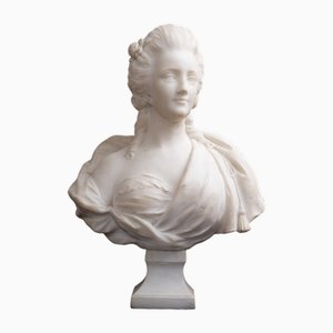 French Artist, Sculpture of Marie Antoinette, Late 18th Century, White Marble