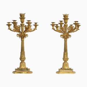 Coppia di candelabri Napoleone III in bronzo dorato, inizio XX secolo, set di 2