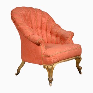 Fauteuil Victorien à Dossier Coquillage et Pieds Dorés, 1880s