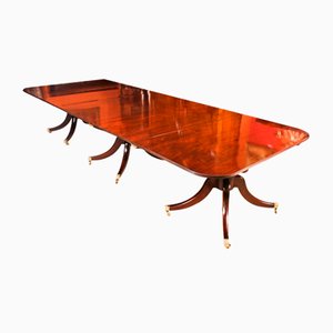 19th Century Regency Mahogany Triple Pillar Dining Table, 1830s