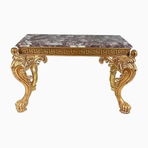 Baroque Italian Gilt Console Table in Breccia Marble