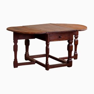 18th Century Baroque Danish Drop Leaf Gate Leg Table in Pine