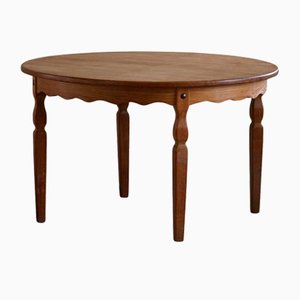 Mid-Century Modern Danish Round Dining Table in Oak with Two Extensions, 1960s