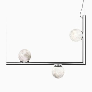 Lampe à Suspension Ofione 1 en Métal Argenté Brillant par Alabastro Italiano