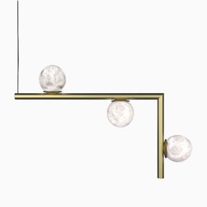 Ofione 2 Brushed Brass Pendant Lamp by Alabastro Italiano