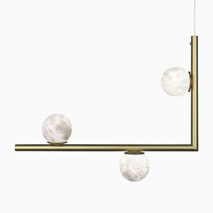Ofione 1 Brushed Brass Pendant Lamp by Alabastro Italiano