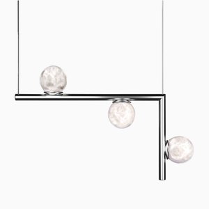 Ofione 2 Shiny Silver Metal Pendant Lamp by Alabastro Italiano