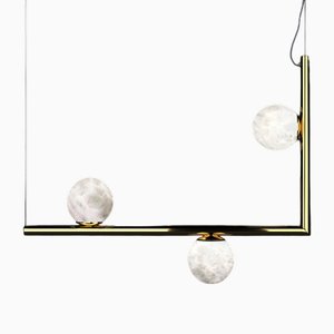 Ofione 1 Shiny Gold Metal Pendant Lamp by Alabastro Italiano