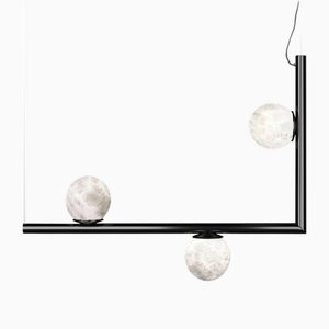 Ofione 1 Shiny Black Metal Pendant Lamp by Alabastro Italiano