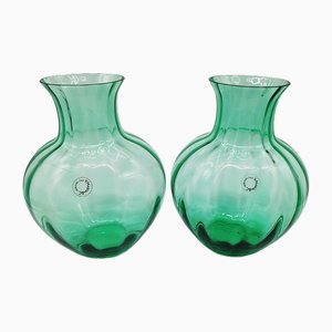 Vintage Green Vases in Murano Glass by Nason, 1960s, Set of 2